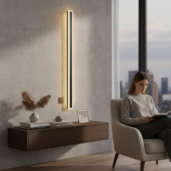 Aplica led liniara de perete neagra 45W/2200LM/3000K - 1500mm