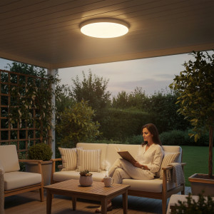 Plafoniera de exterior IP65 Rotunda Alba Fi300, 24W=200W, 6500K, lumina rece