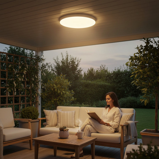 Plafoniera de exterior IP65 Rotunda Alba Fi300, 24W=200W, 6500K, lumina rece