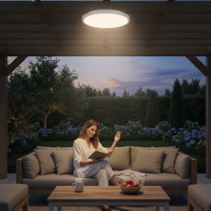 Plafoniera de exterior IP65 Rotunda Alba Fi300, 24W=200W, 6500K, lumina rece
