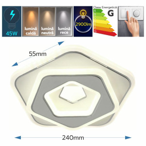 PLAFONIERA LED EUPORIE 45W 2900LM 3000K/4000K/6500K 240X55MM