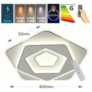 PLAFONIERA LED EUPORIE 80W 6600LM 3000K/4000K/6500K 400X50MM