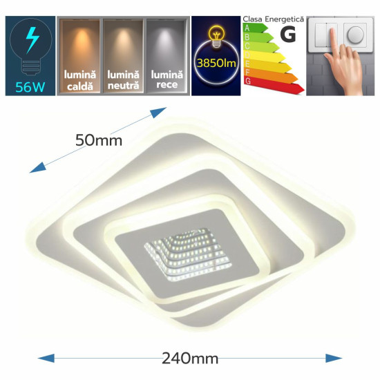 Plafoniera Led Naiad 56W/3850lm 3000k/4000k/6500k