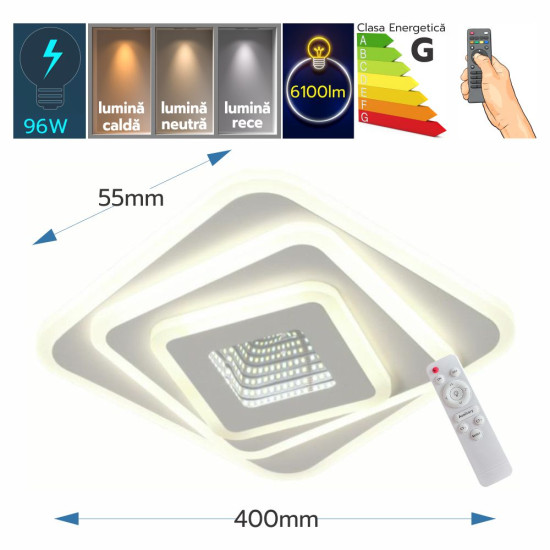 Plafoniera Led Naiad 96W/6100lm 3000k/4000k/6500k