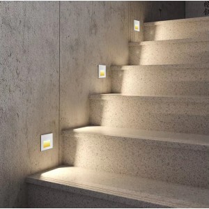 SPOT LED PERETE ALB 1W 3000K IP20 86*90*30MM