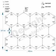 Set 11 Hexagoane LED Honeycomb 276W Tuburi 440mm Set 11 Hexagoane LED Honeycomb 276W Tuburi 440mm
