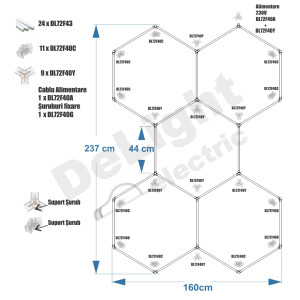 KIT 5 HEXAGOANE LED HONEYCOMB T5 144W TUB 440MM