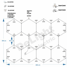 Set 11 Hexagoane LED Honeycomb 368W Tuburi 568mm