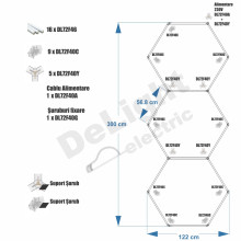 Set 3 Hexagoane LED Honeycomb 128W Tuburi 568mm Set 3 Hexagoane LED Honeycomb 128W Tuburi 568mm