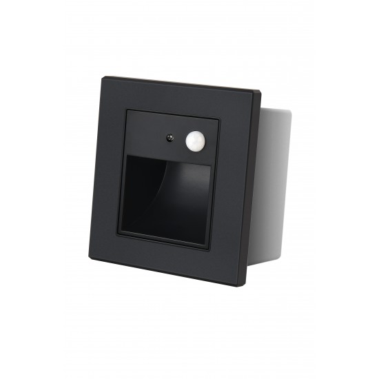 SPOT LED PERETE CU SENZOR NEGRU 1W 3000K IP20 86*90*30MM