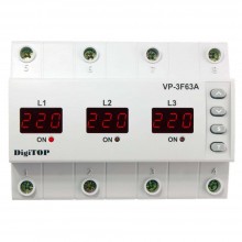 DIGITOP Releu trifazic protectie tensiune cu contactor inclus,pe sina DIN VP-3F63A