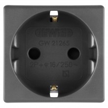 Priza modulara standard 2P+E, Gewiss GW21265, negru - 2 module