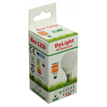 Bec Led Sferic E14, model G45, 6W=50W, 2700K, lumina calda