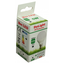 Bec Led Sferic E14, model G45, 6W=50W, 6500K, lumina rece