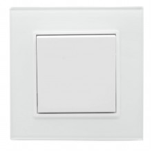 Intrerupator Simplu Alb cu Rama din Sticla