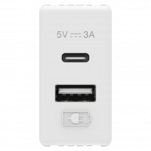 PRIZA INCARCATOR USB - TIP A+C, 3A, ALB, SYSTEM GW20363