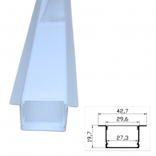 Profil banda LED, montaj incastrat, aluminiu, 2  m