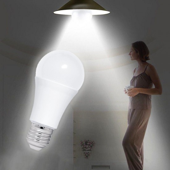 Bec LED cu senzor miscare microunde,  model glob A60, 12W=100W, 6400k, lumina rece