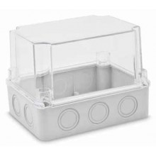 Doza de legatura patrata cu predecupari, aplicata, cu capac transparent, IP54, Courbi - 150x110