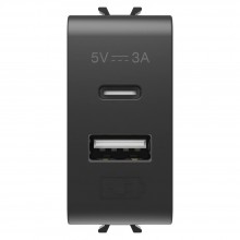 GEWISS CHORUS NEGRU PRIZA USB TYPE A+C 5V 3A 1M 