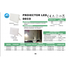 Proiector SMD Deco cu senzor de miscare, 20W=100W, 6000k, lumina rece