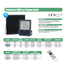 Proiector led SMD cu Panou Solar si telecomanda -  50W/6500k